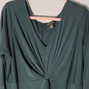 Miss Tina Forest Green V-Neck Dress